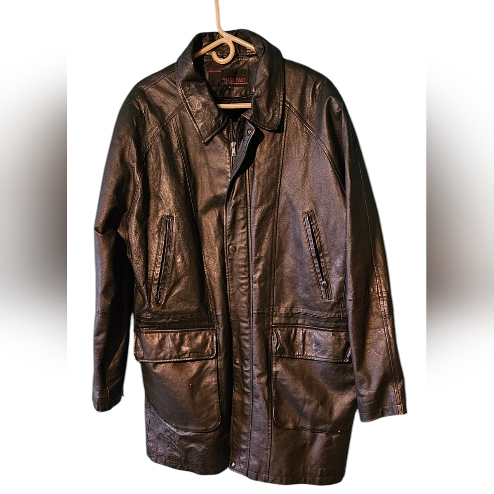 Leather trench coat with lining Black Large